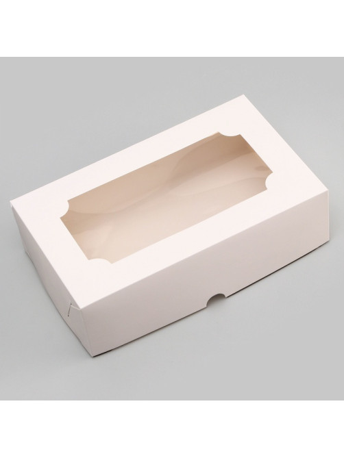 Коробка складная с окном под зефир, белый, 25×15×7 см