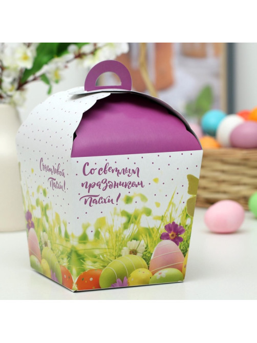 Коробка подарочная пасхальная «Светлой Пасхи!», в крапинку, 17×17×26 см