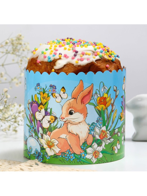 Форма ободок для кулича «Кролики» на пасху, 41.6×10 см