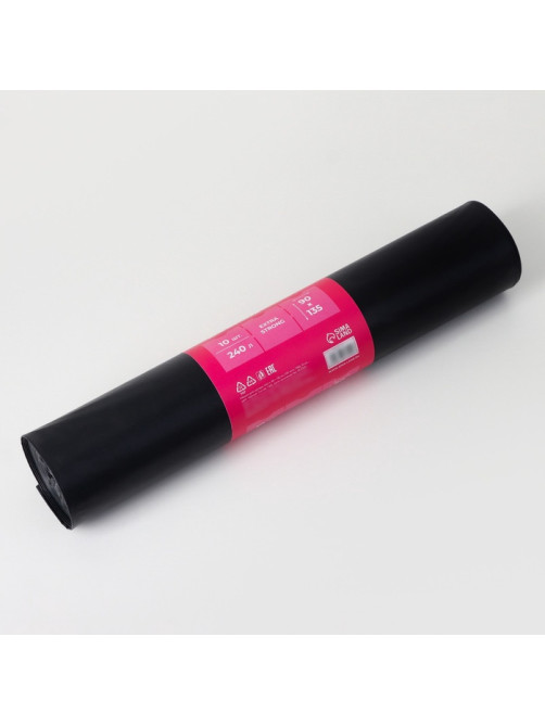 Мешки для мусора Доляна Extra Strong, 240 л, 90×135 см, 100 мкм, ПВД, 10 шт., чёрные