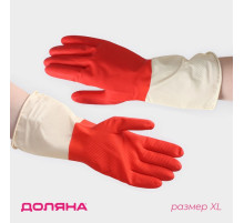 Перчатки хозяйственные плотные Доляна, размер XL, латексные, красные