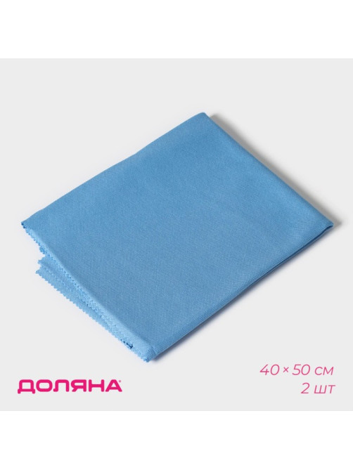 Салфетки для стекол и зеркал Доляна, 2 шт., 40×50 см, голубые