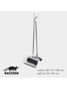 Щётка для пола Raccoon: совок 28×27×89 см, щётка 23×94 см, белая