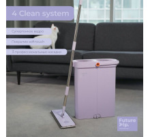 Швабра с отжимом и ведром Future Alp 4 clean system, высота швабры 140 см, 3 профессиональные насадки