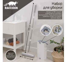 Швабра с отжимом и ведром Raccoon, швабра 32×5×132 см, ведро для полоскания и отжима 14 л