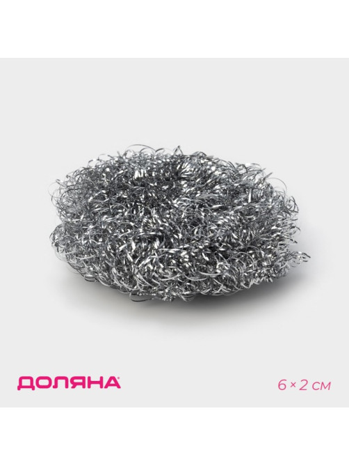 Губка для посуды Доляна, спираль, металлическая, 6×6×2 см