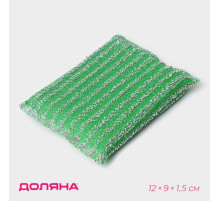 Губка для посуды Доляна, со стальной стружкой, 12×9×1.5 см, МИКС