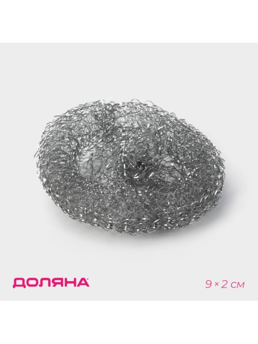 Губка для посуды Доляна, металлическая, 9×9×2 см