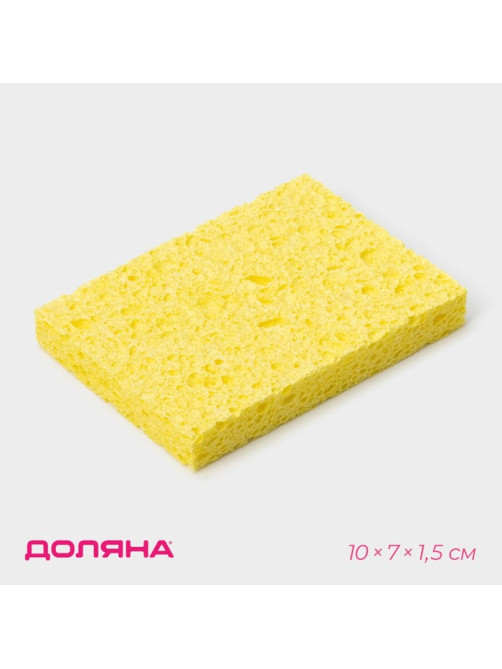 Губка для посуды целлюлозная Доляна, 10×1.5×7 см