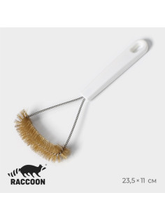Щётка для чистки посуды и решёток-гриль Raccoon, металлическая щетина, 23.5×11 см, белая