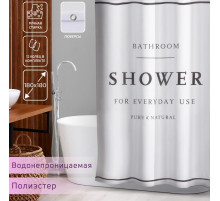 Штора для ванны Доляна SHOWER с люверсами, 180×180 см