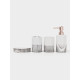 Аксессуары для ванной SAVANNA Stone gray, 4 предмета, дозатор для мыла 390 мл, 2 стакана, мыльница, белые