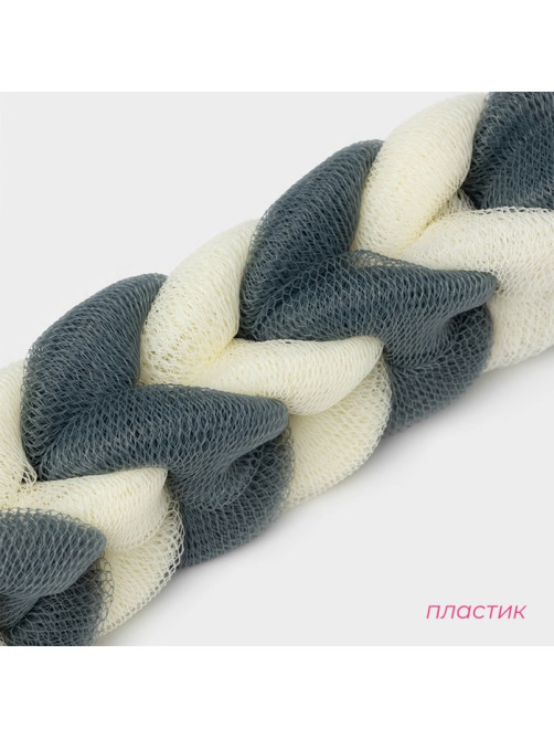 Мочалка для тела Доляна «Косичка», 32×5 см, 70 г, синяя