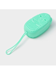 Щётка массажная силиконовая для тела с поролоном Доляна «Мышонок», зелёная