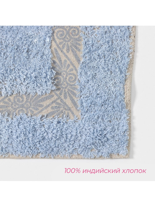 Коврики для ванной и туалета Доляна «Вензель», 2 шт., 40×40, 40×60 см, голубые