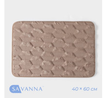 Коврик для ванной и туалета SAVANNA «Стоун», 40×60 см, бежевый