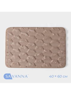 Коврик для ванной и туалета SAVANNA «Стоун», 40×60 см, бежевый