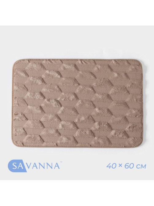 Коврик для ванной и туалета SAVANNA «Стоун», 40×60 см, бежевый