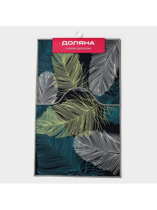 Коврики для ванной и туалета Доляна «Пёрышки», 2 шт., 50×80 см, 50×40 см, форма МИКС