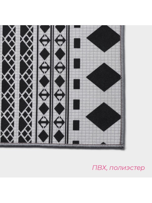 Коврики для ванной и туалета Доляна «ЧБ», 2 шт.: 50×80 см, 50×40 см