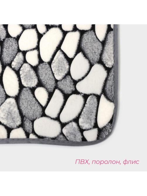 Коврики для ванной и туалета Доляна «Галька», 2 шт., 40×49 см, 50×80 см