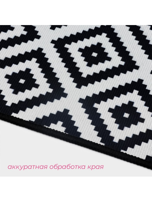 Коврики для ванной и туалета Доляна «Грета», 2 шт.: 50×80, 40×50 см, чёрно-белые