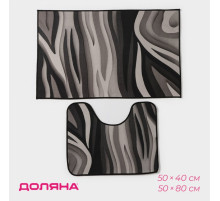 Коврики для ванной и туалета Доляна «Песок», 2 шт.: 50×80 см, 50×40 см