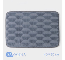 Коврик для ванной и туалета SAVANNA «Стоун», 40×60 см, серый