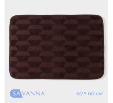 Коврик для ванной и туалета SAVANNA «Стоун», 40×60 см, коричневый