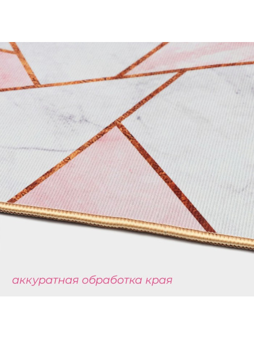 Коврики для ванной и туалета Доляна «Гео», 2 шт.: 50×80 см, 40×50 см, цвет розовый