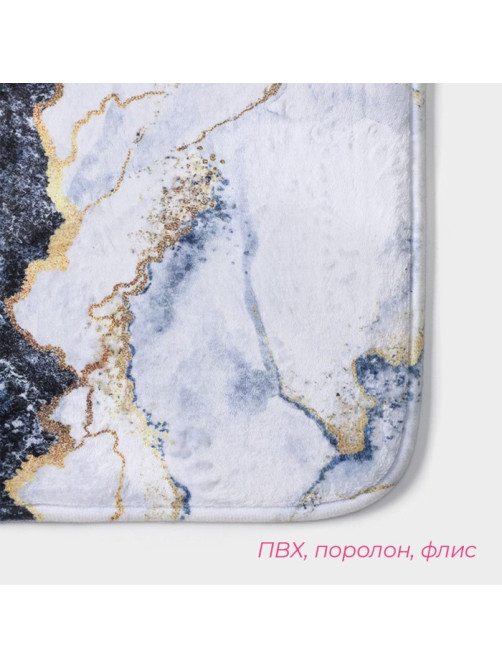 Коврики для ванной и туалета Доляна «Мрамор», 2 шт., 79×50 см, 50×39 см