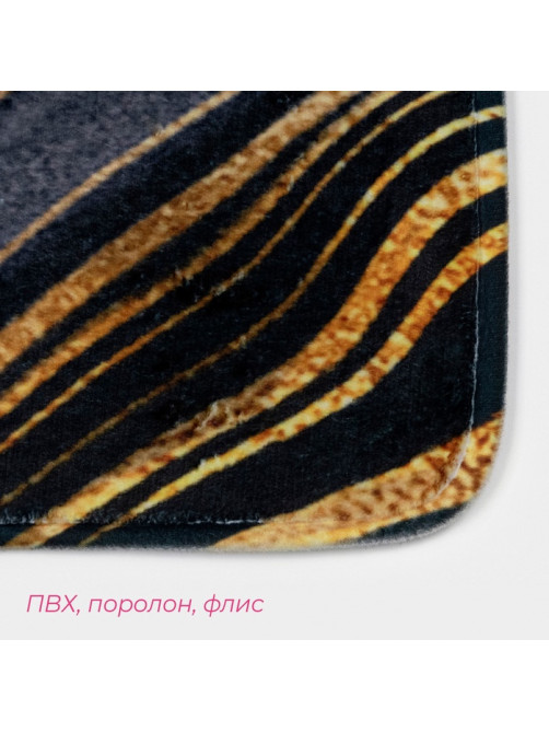 Коврик для ванной и туалета Доляна «Камень», 44×120 см, чёрный