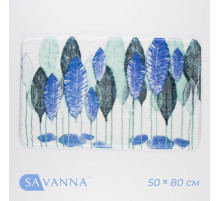 Коврик для ванной и туалета SAVANNA «Гранд», 50×80 см, голубой