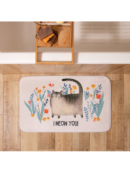 Коврик для ванной Этель I meow you, 80×50 см, велюр
