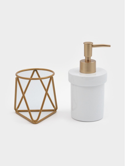 Дозатор для мыла SAVANNA «Геометрика», 250 мл, на подставке, белый