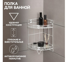 Полка для ванной Доляна, угловая, двухъярусная, 20×20×33 см, белая