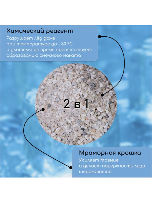 Реагент противогололёдный, мраморная крошка и реагент, 10 кг, работает при – 30 °C, в мешке, Greengo