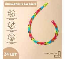Прищепки для белья Доляна «Ложки», 8.2×1.7×3.5 см, 24 шт.