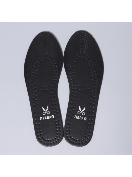 Стельки для обуви, универсальные, дышащие, р-р RU до 44 (р-р Пр-ля до 46), 28 см, пара, чёрные
