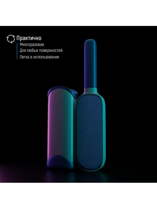 Щётка для удаления шерсти и волос с одежды и мебели с ручкой Доляна, 33×7.5×5 см, синяя