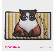 Коврик придверный Доляна «Котик», ПВХ, 40×60 см