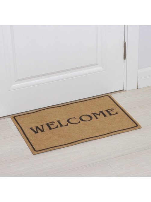 Коврик придверный Доляна Welcome, без окантовки, 40×60 см, бежевый