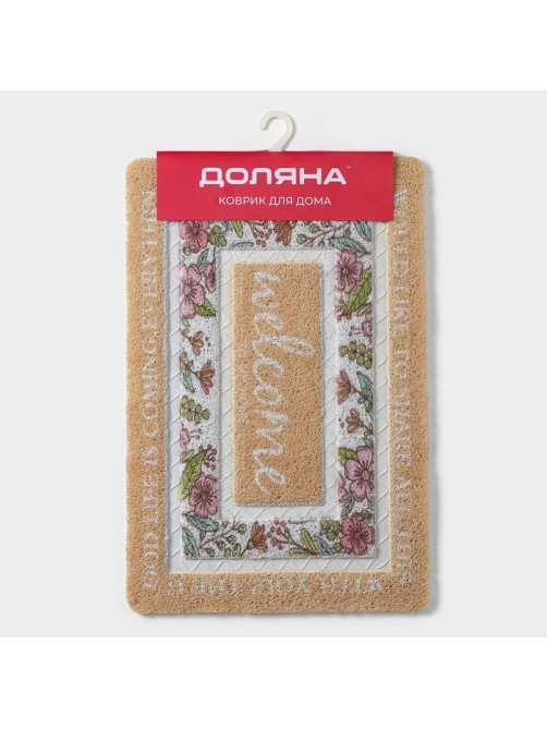 Коврик придверный Доляна «Цветы», ПВХ, 40×60 см