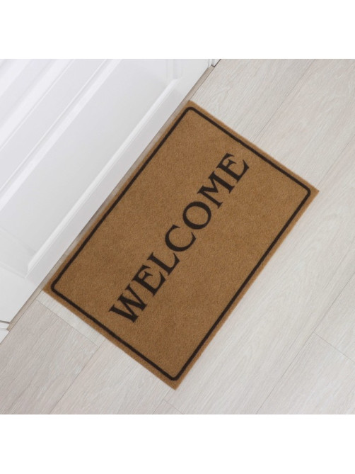 Коврик придверный Доляна Welcome, без окантовки, 40×60 см, бежевый