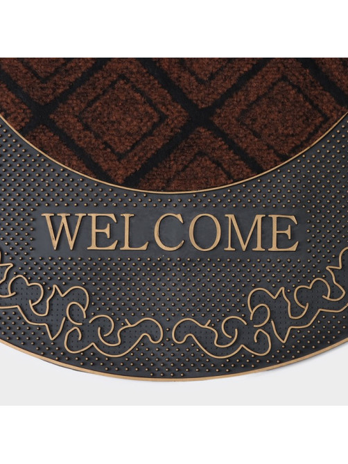Коврик придверный полукруглый Доляна «Welcome», 44×74 см, узорный