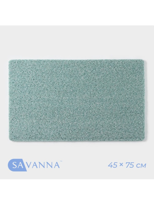 Коврик придверный SAVANNA, грязезащитный, 45×75 см, бирюзовый