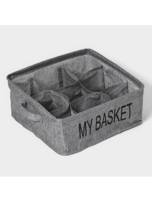 Органайзер для хранения белья Доляна Basket, 9 ячеек, 28×28×12 см, серый