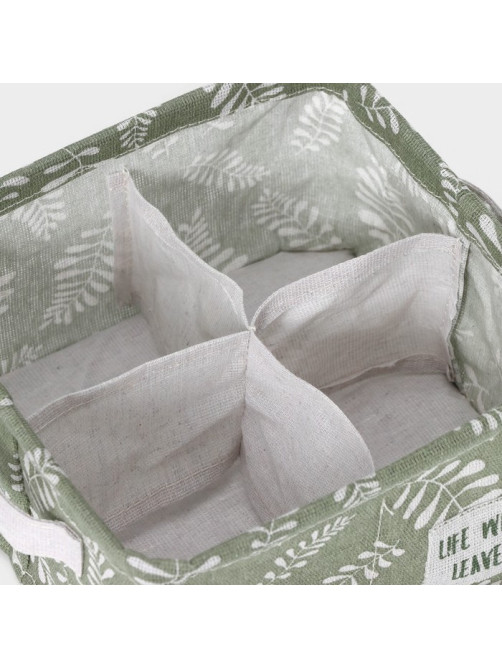 Органайзер для хранения белья Доляна Leaves, 4 ячейки, 20×20×11 см, зелёный