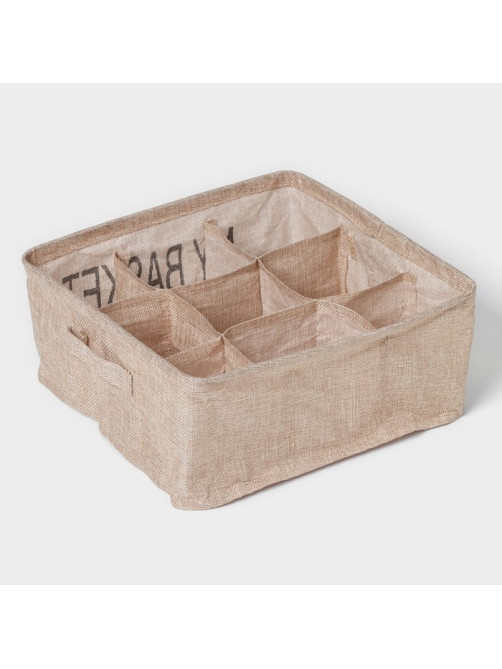 Органайзер для хранения белья Доляна Basket, 9 ячеек, 28×28×12 см, бежевый