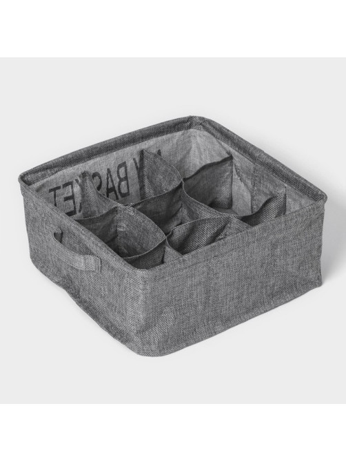 Органайзер для хранения белья Доляна Basket, 9 ячеек, 28×28×12 см, серый